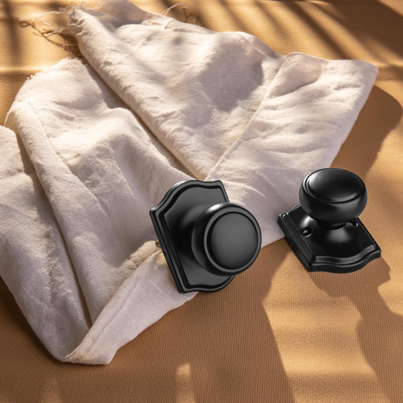 NCSEN 3 Pack Matte Black Door Knobs with Camelot Trim,Interior Door Knob with Lock,Coastal Door knob for Hall & Closet - Image 3